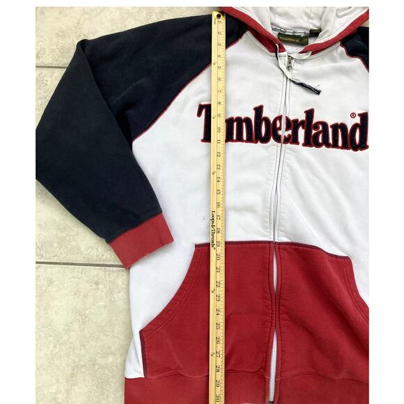 Vintage 90s Timberland Hoodie Mens XL Tall Zip Up Embroidered Urban Hip Hop - Picture 5 of 10